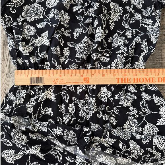 Womens Floral Puff Long Sleeve Waisted Mini Length Dress XS Swing Round Neck - Picture 5 of 10